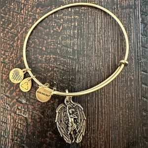Alex and Ani Matte Gold Guardian Of Strength Bangle Charm Bracelet